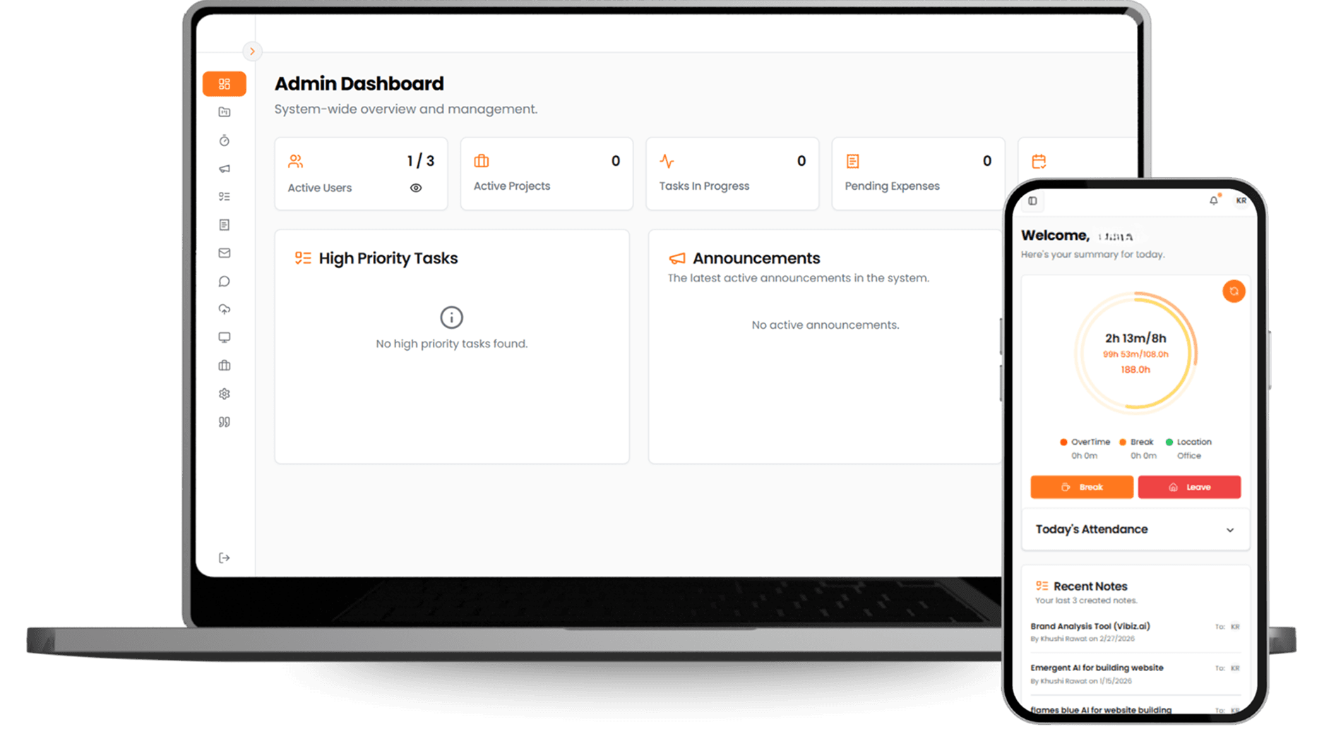 Spark HRM Dashboard Mockup